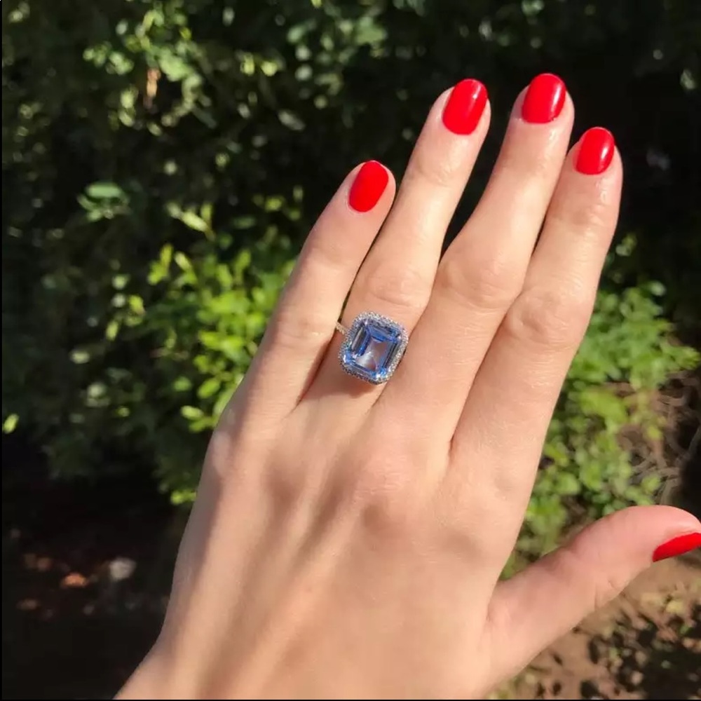 New 925 Silver Luxury Beautiful Sapphire Ring - Picture 3 of 4